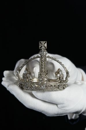 This tiny crown -- which stands less than 10cm tall -- was made for Queen Victoria after the death of her husband, Prince Albert, in 1861; it was designed to be worn over her widow's veil.