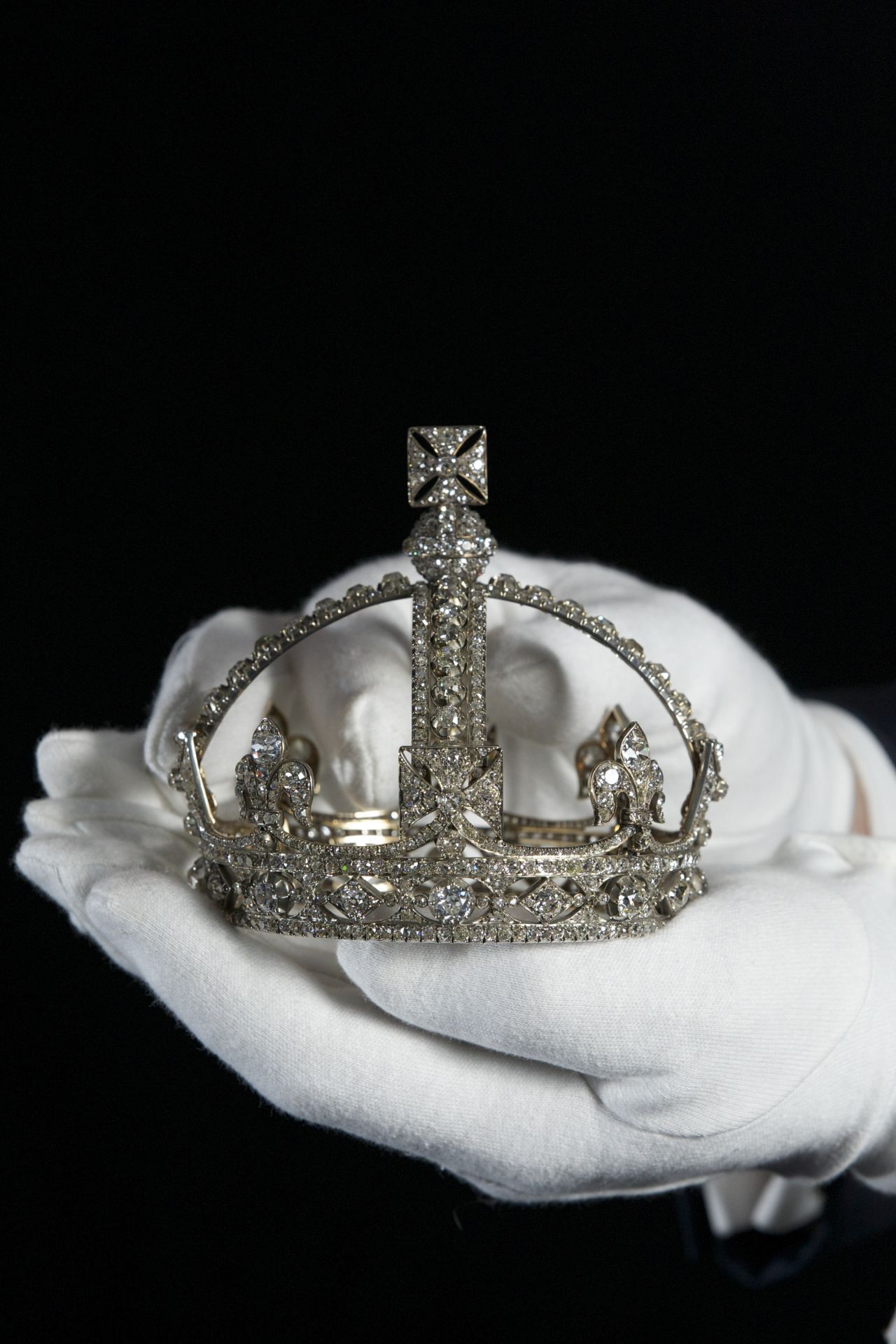 This tiny crown -- which stands less than 10cm tall -- was made for Queen Victoria after the death of her husband, Prince Albert, in 1861; it was designed to be worn over her widow's veil. 