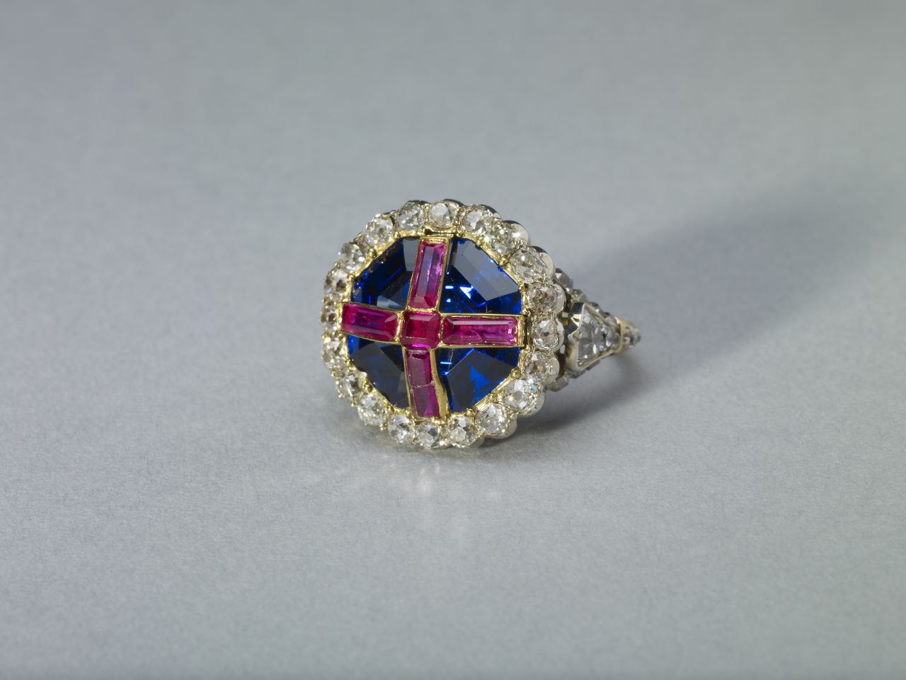 British monarchs are symbolically "married" to the country during their coronation. This coronation ring was made for Queen Victoria, as the traditional one was too large. However, this version was too small, and became stuck on her finger.