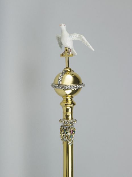 The Sovereign's Sceptre with Dove dates back to 1661; the bird symbolizes the Holy Spirit.