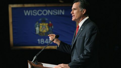 Republican presidential hopeful Mitt Romney campaigns in Wisconsin ahead of Tuesday's contests.