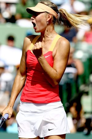 In the afternoon semifinal, Maria Sharapova came from behind to beat fellow former world No. 1 Caroline Wozniacki and reach her fourth Miami final -- having lost the previous three, including last year.