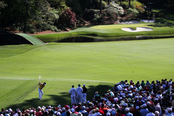 Arguably the most famous par-three in golf, Augusta's 155-yard 12th hole (Golden Bell) sees players fire a short iron to a green guarded by Raes Creek at the front and bunkers at the back. The green is wide but only 10 paces deep, making club selection vital. Tom Weiskopf conspired to make 13 here in 1980.   