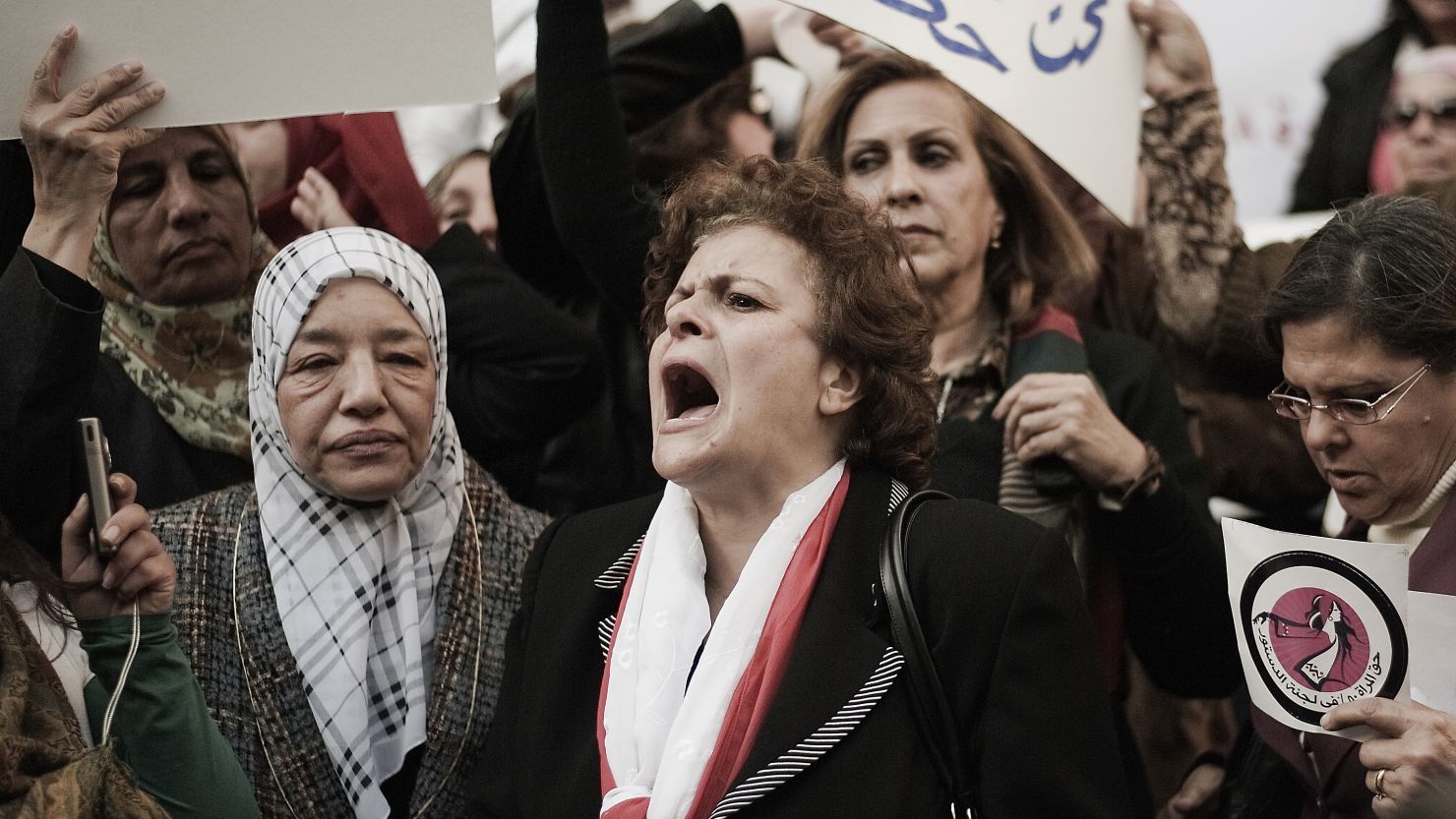 Hundreds of women marched in Cairo on International Women's Day, March, 8 for the right to co-draft Egypt's new constitution.