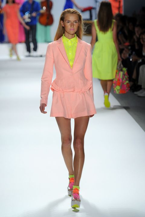 Designer Nanette Lepore lit up the runway with her vivid collection for spring and summer 2012. Perennial spring pastels were paired well with bright 'hyper-Popsicle' tones. 