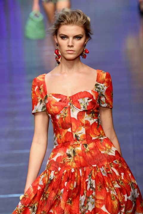 Big, bold technicolor floral prints were largely featured in Dolce & Gabbana's spring show.