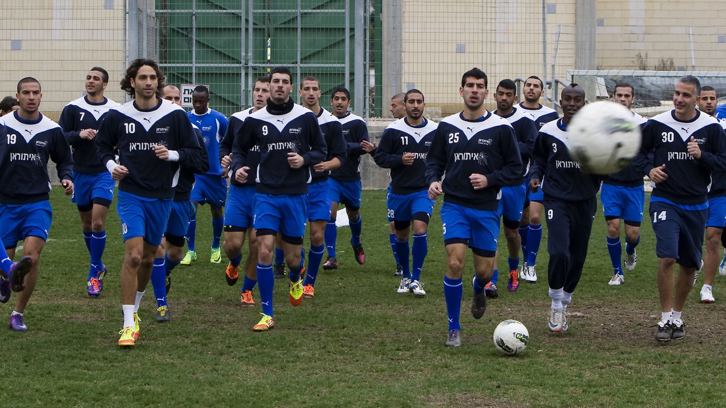 Kiryat Shmona players training at their ground in north Israel. The team clinched Israel's Premier League title on Monday.