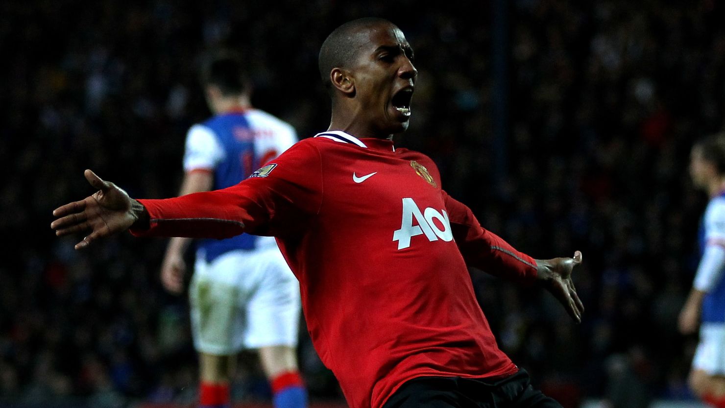 Ashley Young scored Manchester United's second goal in a 2-0 win against Blackburn Rovers on Monday