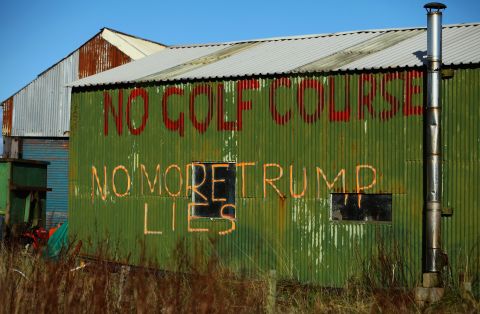 American tycoon Donald Trump had to fight off legal challenges to his championship golf course in Aberdeenshire in Scotland, which was unpopular with some local residents.