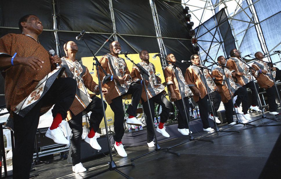 The classically trained singer would need all the versatility he could muster during his "Fusion Journey" to Durban, where he teamed-up with famed South-African singers Ladysmith Black Mambazo -- pictured here during a performance in December 2008.