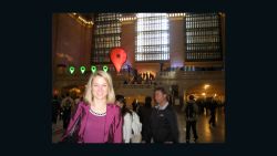 Google's Marissa Mayer seen at Grand Central Station in New York for the launch of the Transit feature on Google Maps.