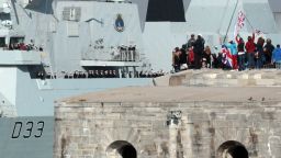 HMS Dauntless leaves for the South Atlantic on her maiden deployment on April 4, 2012 in Portsmouth, England.