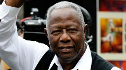 Hank Aaron attends the Atlanta Braves and the Philadelphia Phillies game at Turner Field on May 15, 2011, in Atlanta.