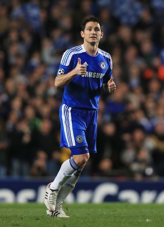 Frank Lampard gives the thumbs up after scoring for Chelsea from the spot against Benfica at Stamford Bridge