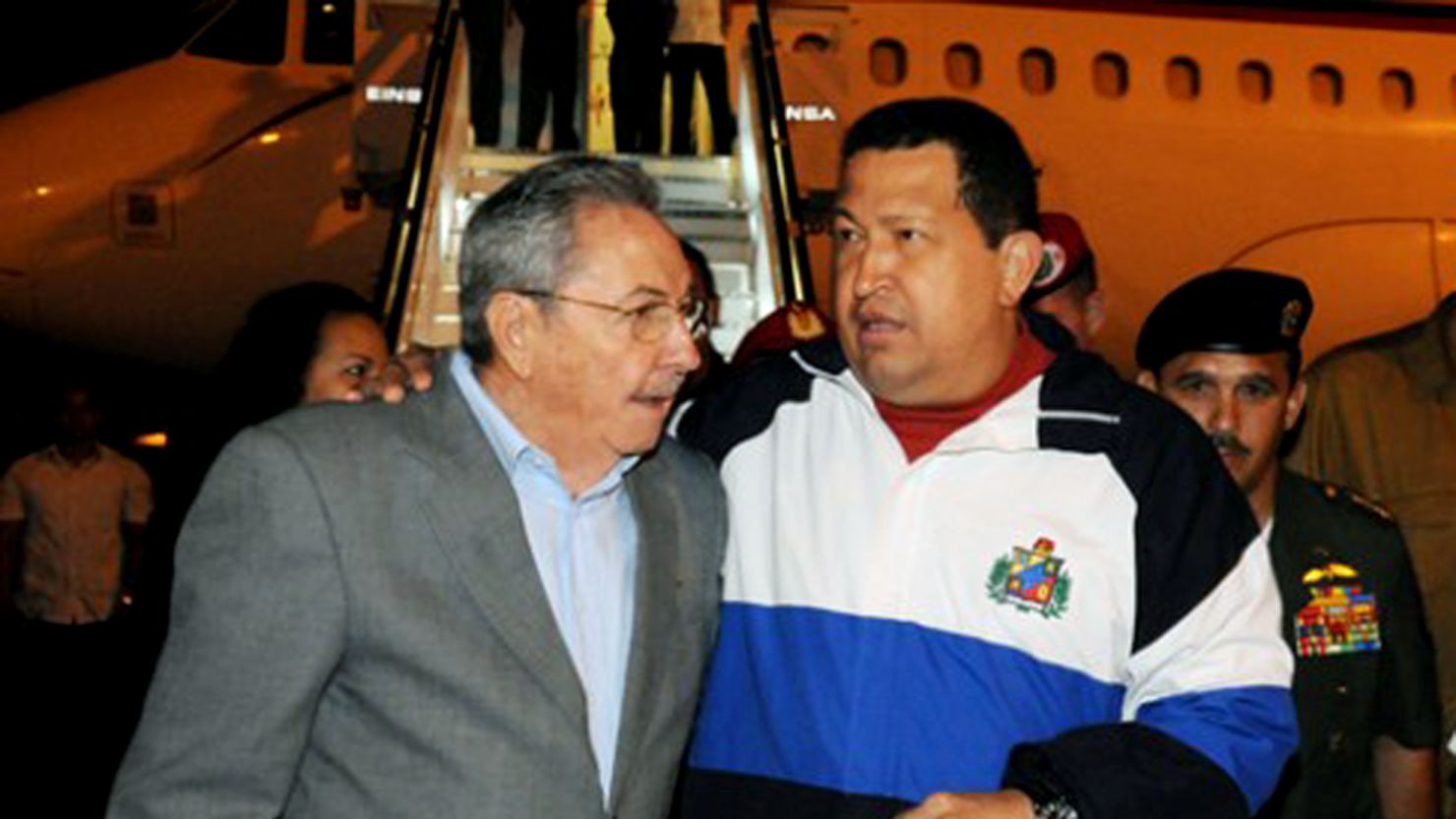 Cuban President Raul Castro, left, greeted Venezuelan President Hugo Chavez on his arrival in Cuba last week.