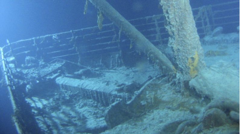 The Titanic lies a full 12,000 feet below the surface at the bottom of the North Atlantic Ocean.