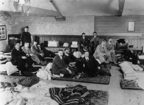 Survivors gather at Millbay Docks in Plymouth on May 1, 1912.    