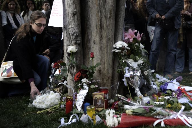 The May 6 elections came after protests at the country's austerity meaures. In April an elderly man shot himself in central Athens, citing austerity measures as a reason for the suicide. People laid flowers at the site of his death.