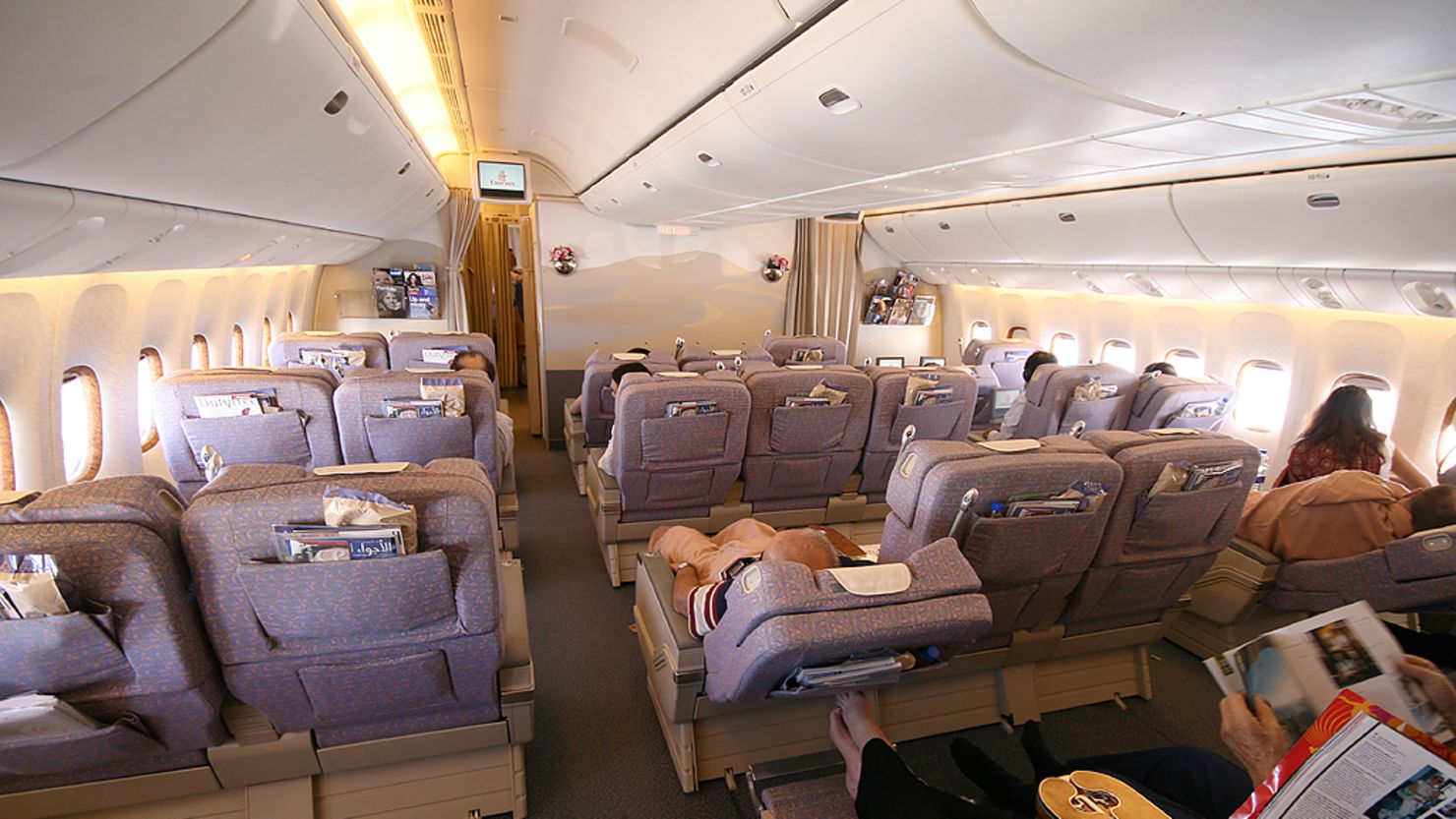 A view of business class in an Emirates Boeing 777-300ER, submitted to SeatGuru by a passenger.