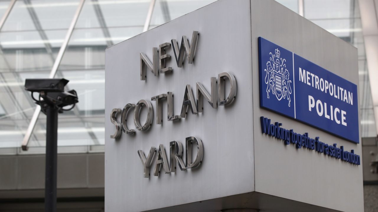 Scotland Yard said a residence was being searched in connection with the arrest. 
