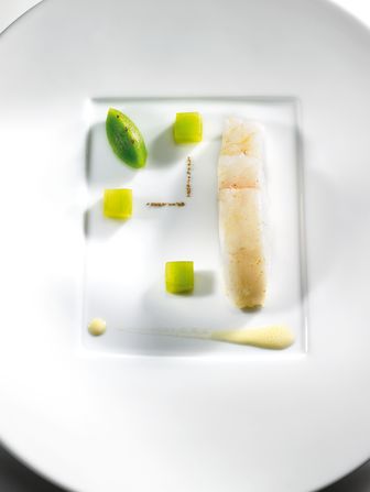 "All my emotions are feminine, so I have this feminine way of cooking," says Pic. Her dish of Turbot Concombre shows the simple, feminine  elegance of her creations. 