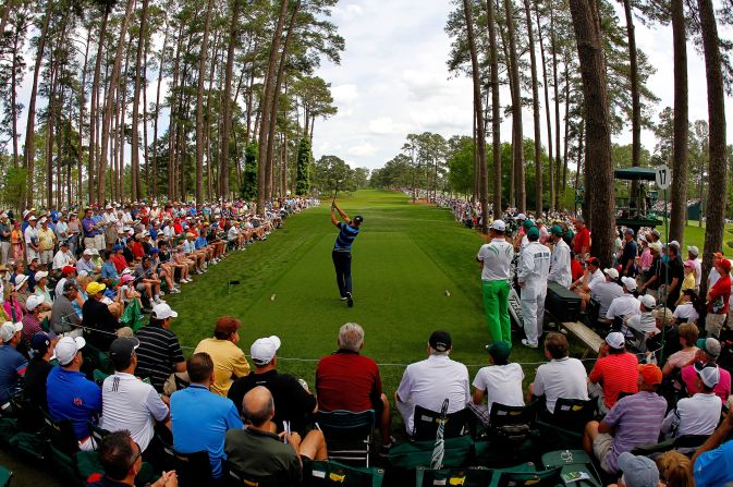 Henrik Stenson hits his tee shot on the 17th hole. The Swede had been six under par but faltered in the closing holes to card 71. 