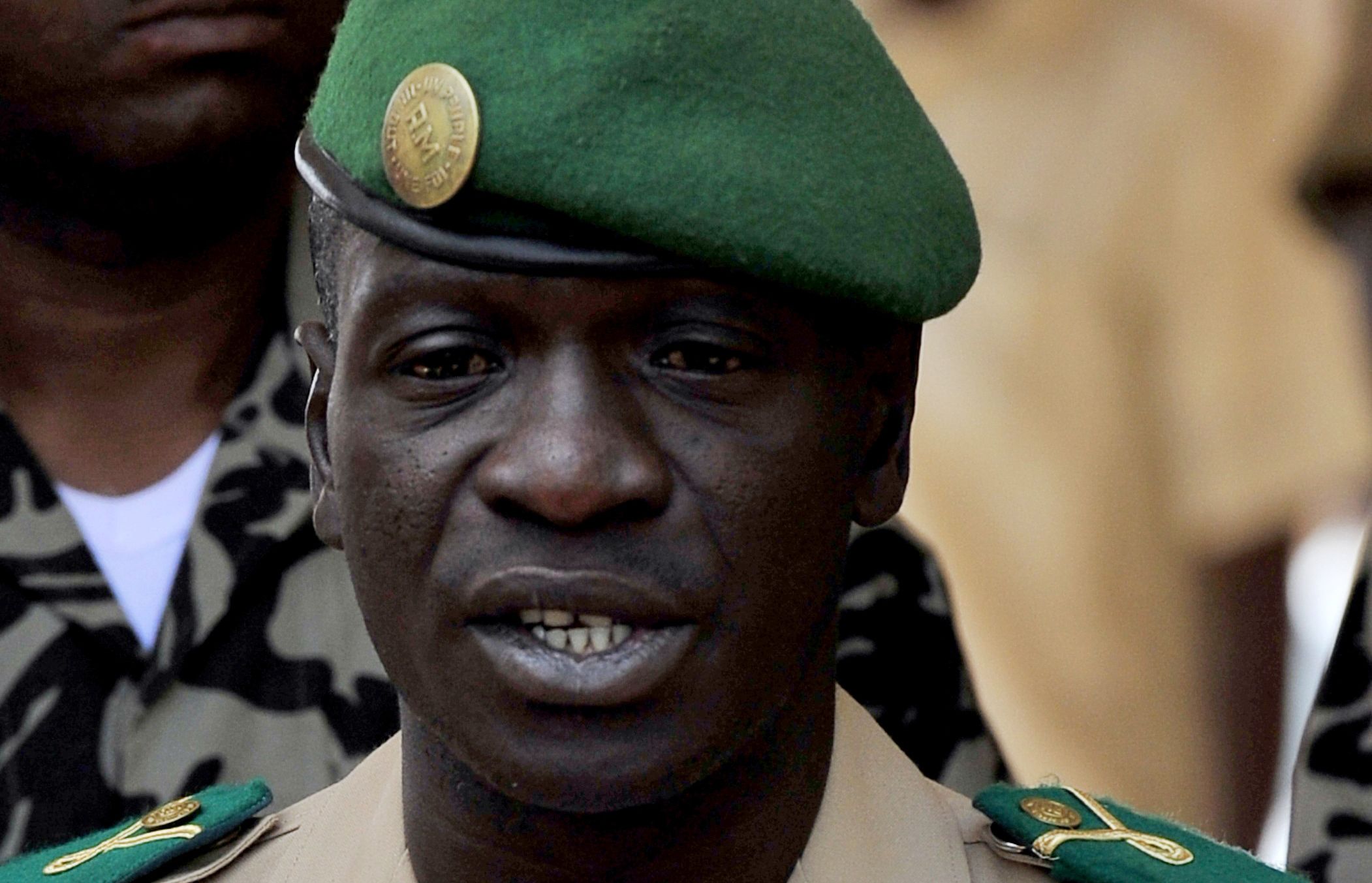 Malian junta leader, Captain Amadou Sanogo, makes a declaration at the Kati military camp near Bamako on Sunday.