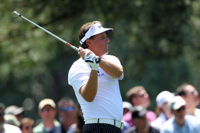 Phil Mickelson has put himself in contention for a fourth success at Augusta National with a third round 66 to finish one behind Hanson on eight-under par.