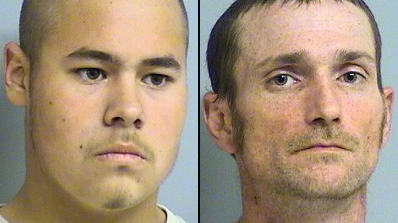 Jake England, left, and Alvin Watts will be arraigned Wednesday, facing <a href="http://www.cnn.com/2013/01/04/justice/oklahoma-shootings/index.html" target="_blank">murder and hate crime charges</a> after a shooting in April that killed three and wounded two others in Tulsa, Oklahoma. Prosecutors are seeking the death penalty.