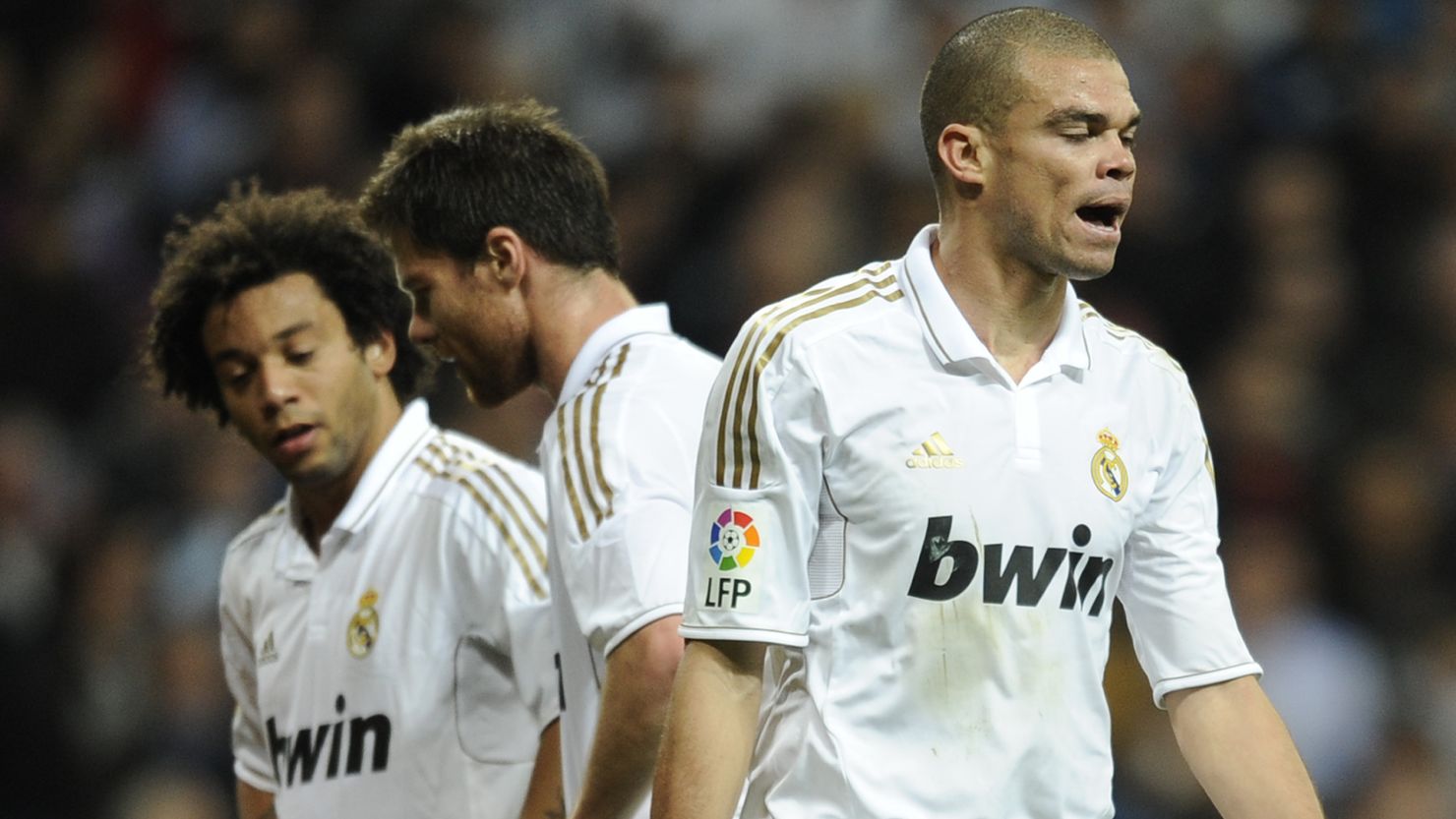 Real Madrid defender Pepe shows his frustration in his side's 0-0 draw at home to Valencia.
