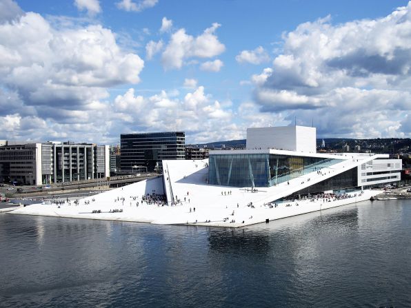 Part of a development project to connect the waterfront to the rest of the Norwegian city, the Oslo Opera House's design encourages visitors to walk up the building to a public space on the roof. 