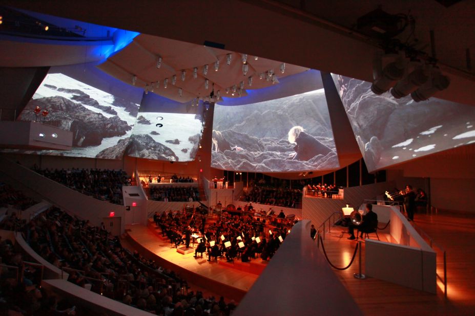 The New World Symphony performs the premiere of "Polaris"  in January at the symphony's New World Center home in Miami Beach, Florida. 