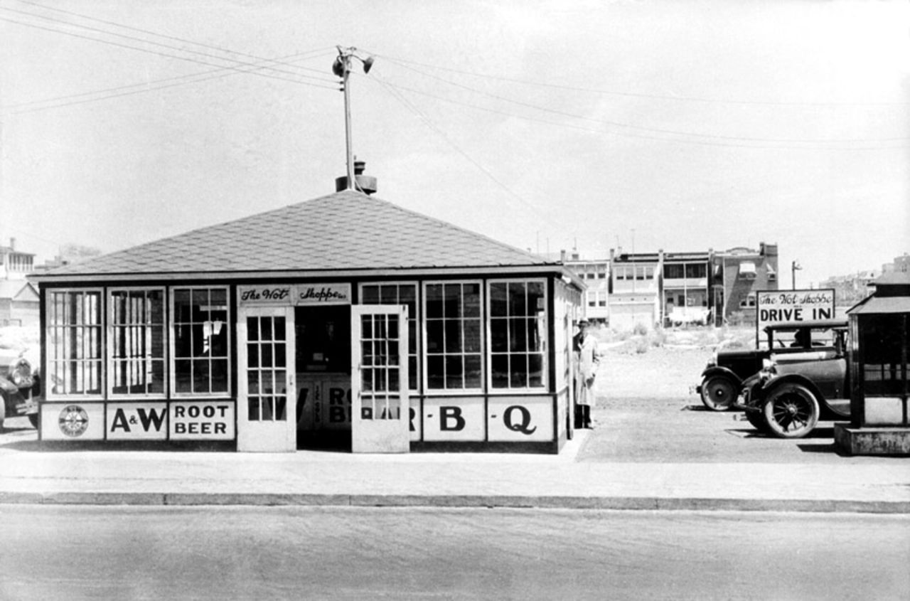 Before he opened the first Marriott hotel, Bill Marriott's father, J. Willard Marriott, ran an A&W root-beer stand. Pictured is the first East Coast drive-in A&W stand, circa 1928.