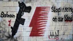 Protests against the Bahrain GP have intensified in recent weeks. This graffiti was posted on a wall in the village of Barbar, west of the capital Manama, in April.