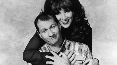 Ed O'Neill and Katey Sagal shown here in a promotional poster for "Married ... with Children."
