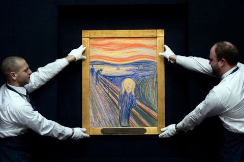 Edvard Munch's 1895 version of "The Scream" has gone on display at Sotheby's auction house in London before it goes under the hammer at the Impressionist and Modern Art Evening sale in New York on May 2. 