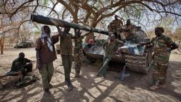 Sudan People's Liberation Army - North soldiers gathered on the frontlines in South Kordofan, Sudan on April 6, 2012.