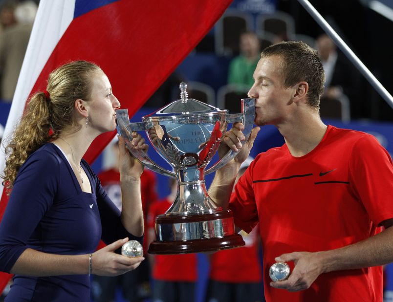 The Wimbledon champion began 2012 in fine style as she teamed up with compatriot Tomas Berdych to win the Hopman Cup teams exhibition tournament in Perth.