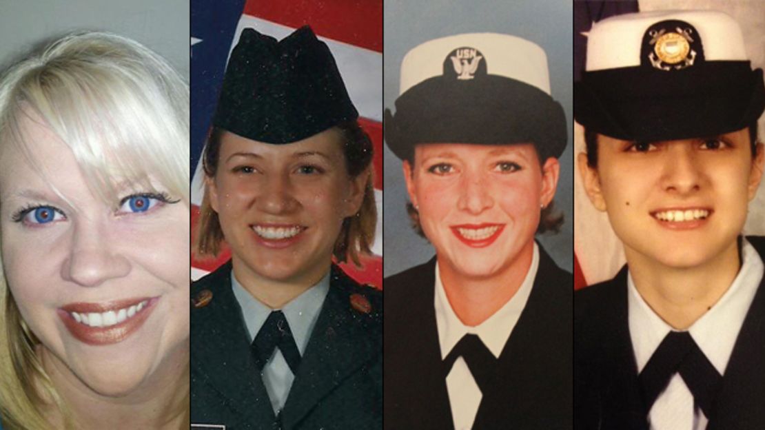 Stephanie Schroeder, Anna Moore, Jenny McClendon and Panayiota Bertzikis say they were raped and then discharged from the military.