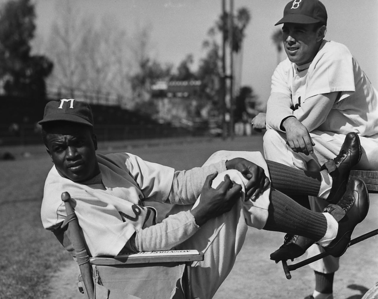 Jackie Robinson became the first black player in Major League Baseball when he joined the Brooklyn Dodgers in 1947.  Before that, Robinson played on the Negro Leagues Kansas City Monarchs, the team the Anderson Monarchs are named after.    