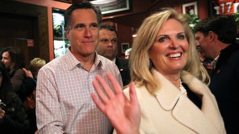 Ann Romney campaigns with her husband, Mitt, in Cincinnati before last month's Super Tuesday primaries.