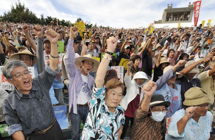 The U.S. and Japan are close allies, but many Japanese resent -- and here in 2009, protested -- the heavy U.S. military presence in Okinawa. 