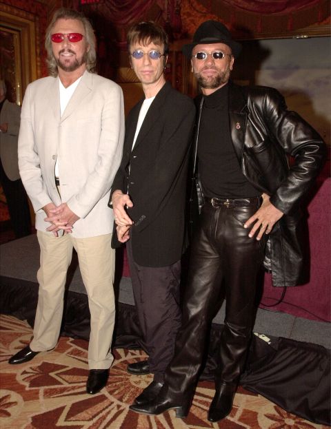 Barry, Robin and Maurice pose at a New York press conference in 2001 announcing the release of the Bee Gees album "This is Where I Came In."