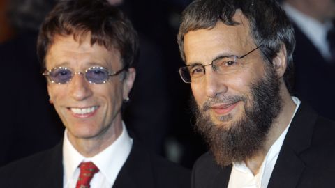 Yusuf Islam (formerly Cat Stevens) and Robin Gibb arrive at the "Adopt-A-Minefield" benefit gala in support of landmine victims in 2005 in Neuss, Germany.