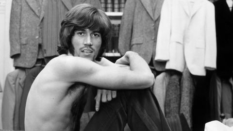 Singer Barry Gibb poses just after winning a Beau Brummell award for best-dressed personality in Britain.