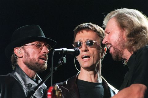 The Bee Gees perform during the "One Night Only" concert at Stadium Australia in Sydney, Australia, in March, 1999.