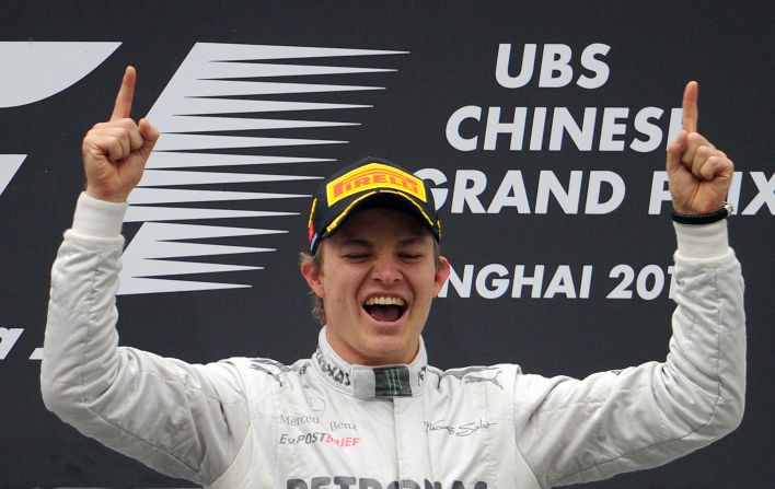Nico Rosberg won his first race in 111 career starts in China in April, giving Mercedes a first victory since the golden era of Juan Manuel Fangio in 1955. 