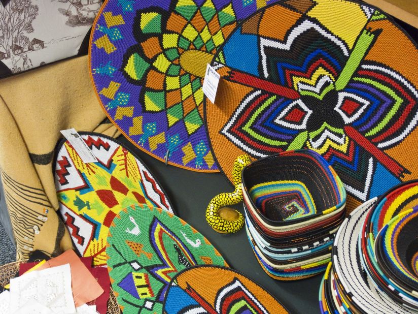 Intricate rainbow-colored bead and wireworks are a staple of traditional Zulu dress. Catch some of the best craftsman selling their wares at the Mona cattle and crafts show for four days every month.