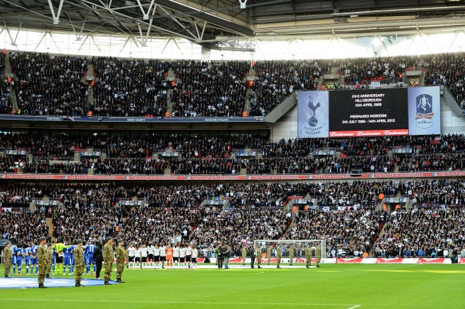 Teams across Britain held a one-minute silence for Morosini and the 23rd anniversary of the Hillsborough disaster. Tottenham Hotspur and Chelsea players paid tribute to the 96 people who died in the fatal crush during a match between Liverpool and Nottingham Forest on April 15, 1989.