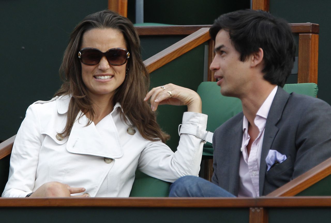 Pippa Middleton and a friend watch a match at the French Open tennis championship at the Roland Garros stadium, on May 30, 2011.
